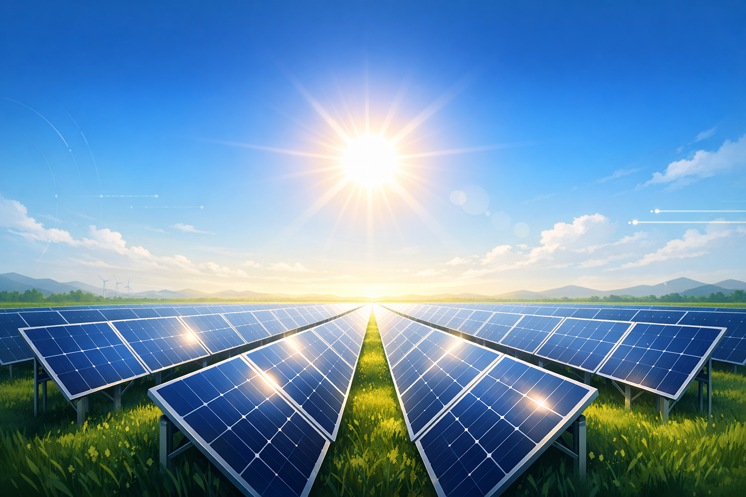 Banner de energia renovable con paneles solares